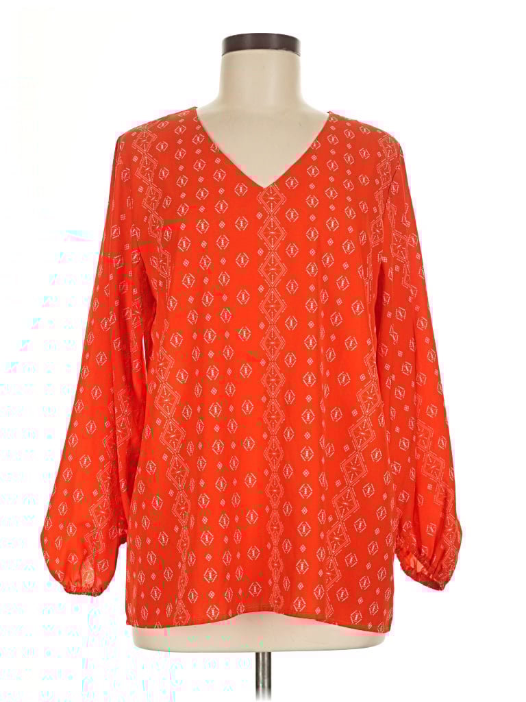 Pre-owned Qearal 3/4 Sleeve Blouse In Orange