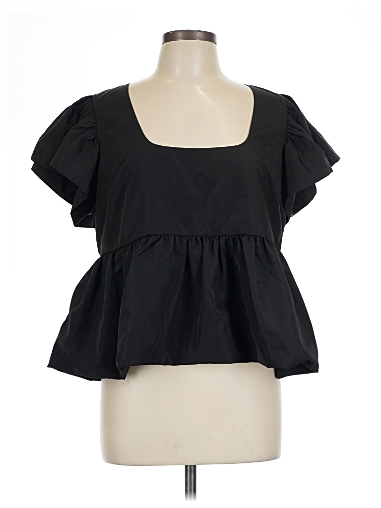 Pre-owned Express Short Sleeve Top Black Square Neckline Tops