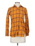 Madewell Plaid Orange Long Sleeve Button-Down Shirt Size XXS - photo 1
