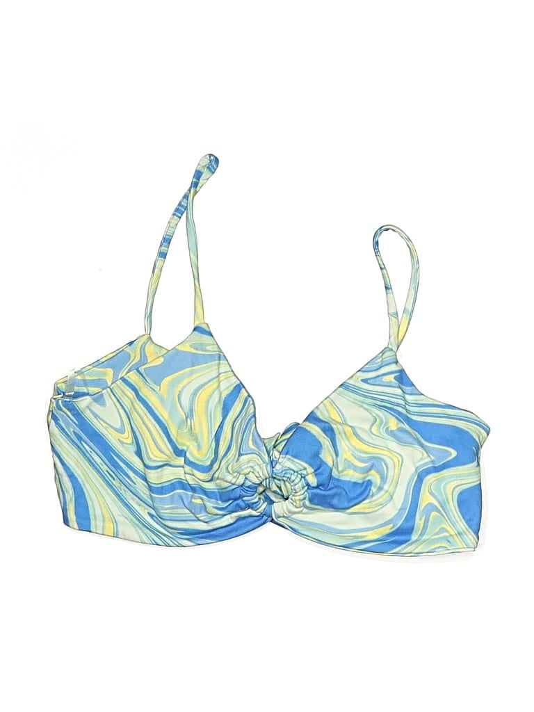 Pre-owned Ginger G Swimsuit Top Blue Print Pattern Swimwear