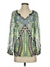 Hale Bob 100% Silk Multi Color Blue Long Sleeve Silk Top Size XS - photo 1