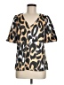 Tyler Boe Animal Print Gold Short Sleeve Blouse Size M - photo 1