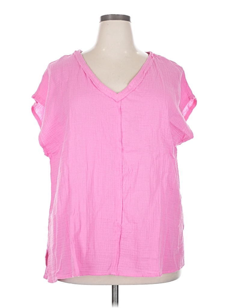 Pre-owned Andree By Unit Short Sleeve Blouse In Pink