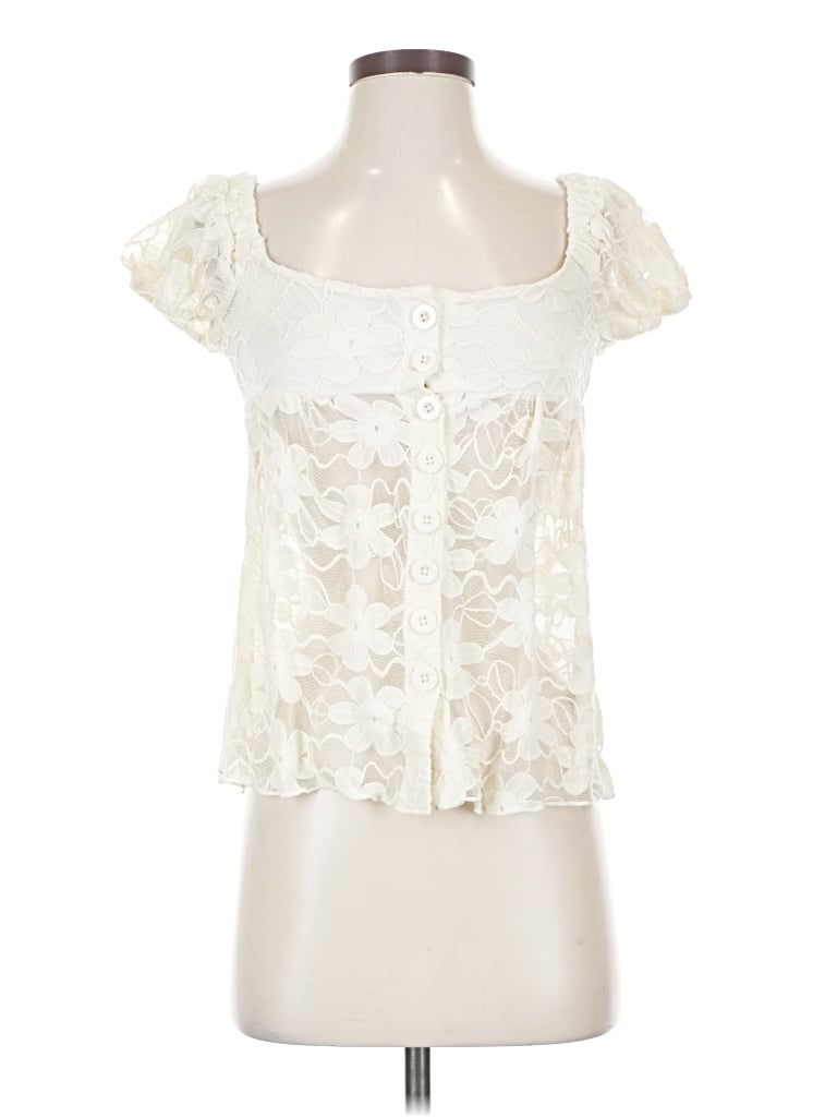 Pre-owned Mixed Threads Short Sleeve Blouse In White