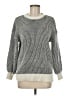 Fashion 100% Chenille Stripes Gray Black Pullover Sweater Size M - photo 1