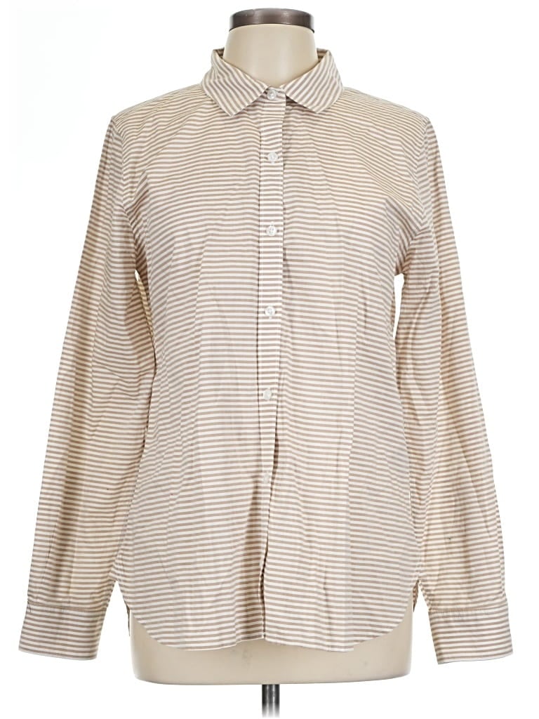 Pre-owned Garnet Hill Long Sleeve Button Down Shirt In White