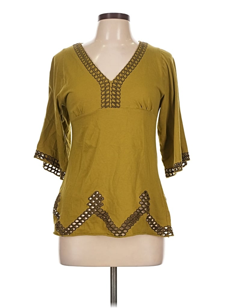 Pre-owned Vertigo Paris Short Sleeve Blouse In Green