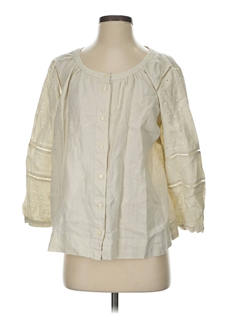 Pre-owned Jcrew 3/4 Sleeve Blouse In White