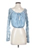 Honey Punch 100% Polyester Blue Long Sleeve Blouse Size S - photo 1