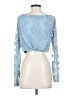 Honey Punch 100% Polyester Blue Long Sleeve Blouse Size S - photo 2