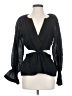 Something Navy Black Long Sleeve Blouse Size S - photo 1