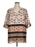 Weekend Suzanne Betro Brown Short Sleeve Blouse Size XL - photo 1