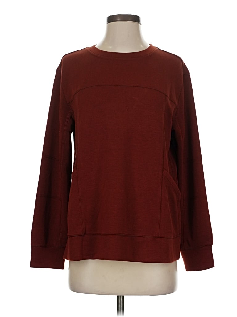 Pre-owned Westbound Long Sleeve Top Burgundy Crew Neck Tops