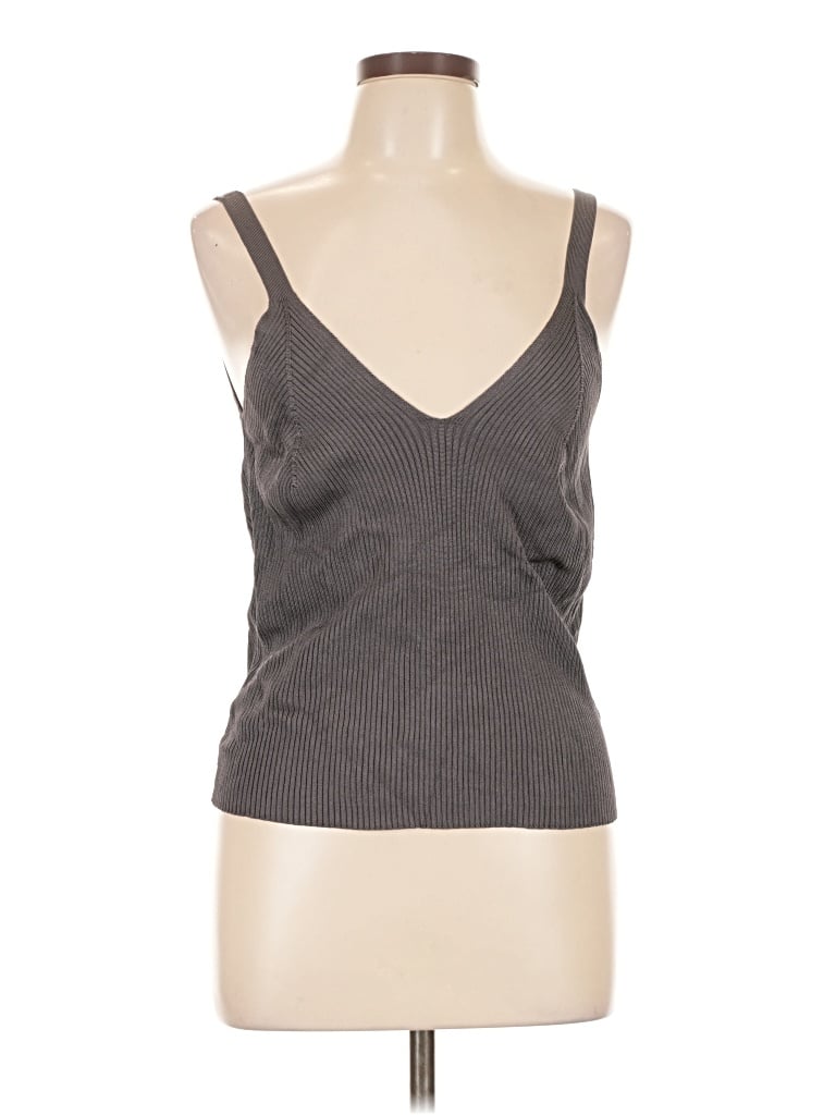 Pre-owned Pinque Sleeveless Top Gray V Neck Tops
