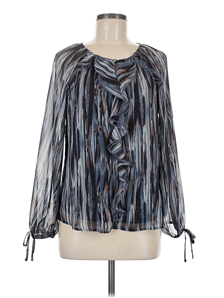 Pre-owned Tamara H. Long Sleeve Blouse In Blue