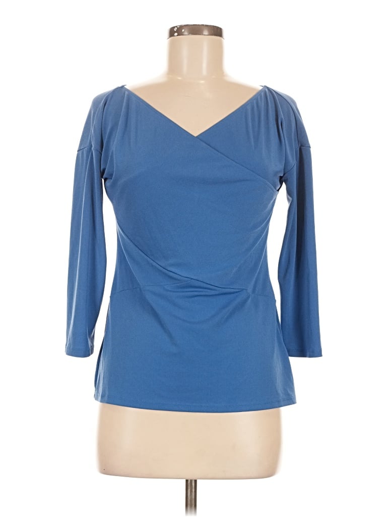 Pre-owned Bold Elements 3/4 Sleeve Top Blue Sweetheart Neckline Tops