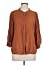 Maven West 100% Cupro Brown 3/4 Sleeve Button-Down Shirt Size L - photo 1