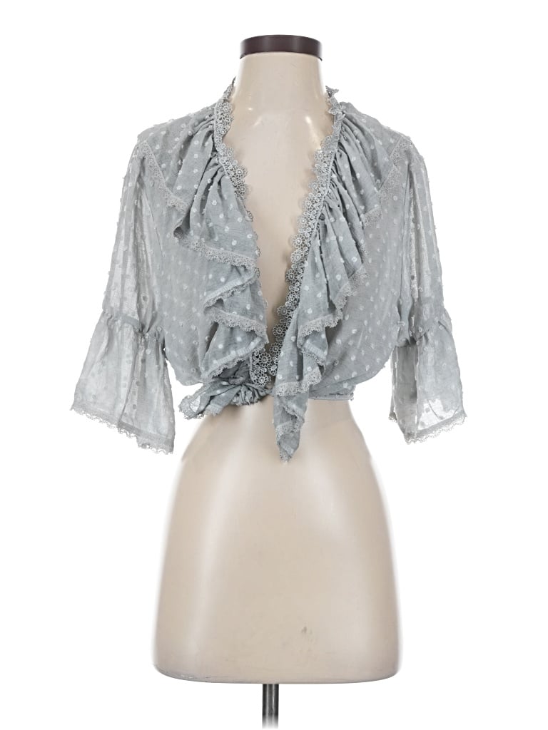 Pre-owned Pol 3/4 Sleeve Blouse In Gray