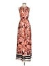 H&M 100% Polyester Print Orange Casual Dress Size 4 - photo 1