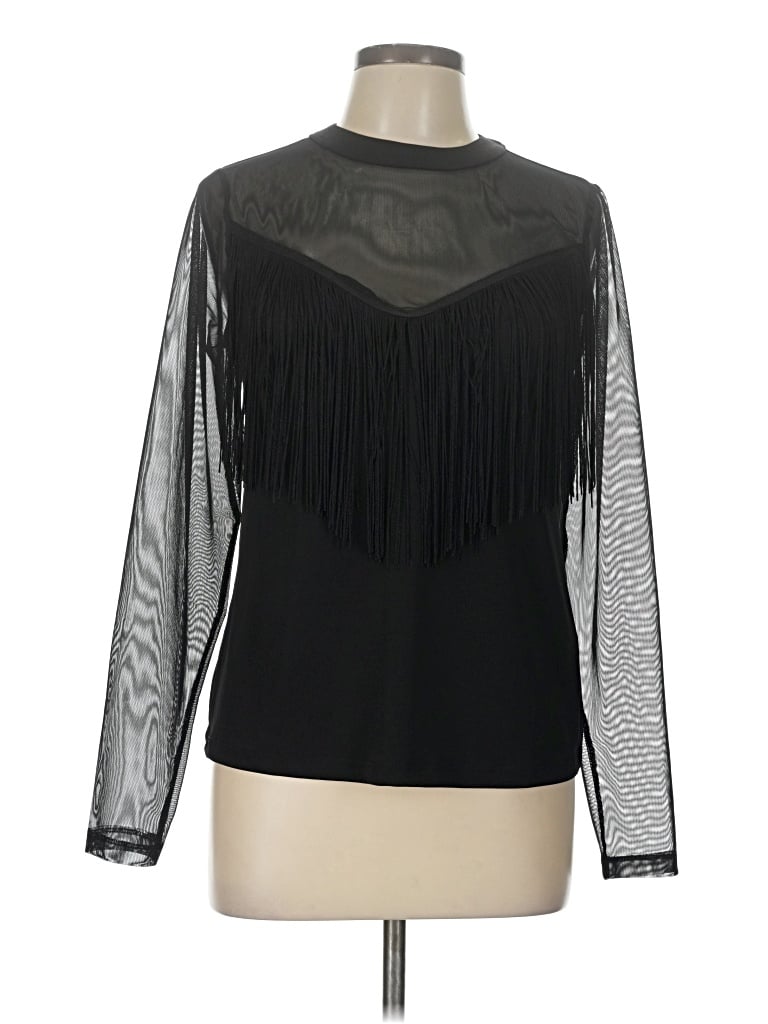 Pre-owned Venus Long Sleeve Blouse In Black