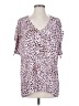 CAbi 100% Polyester Animal Print Purple Short Sleeve Blouse Size XS - photo 1