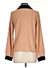Unbranded 100% Polyester Color Block Tan Long Sleeve Blouse Size XS - photo 2