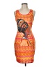 Assorted Brands Graphic Orange Cocktail Dress Size M - photo 1
