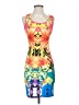 Soprano Graphic Yellow Cocktail Dress Size S - photo 1