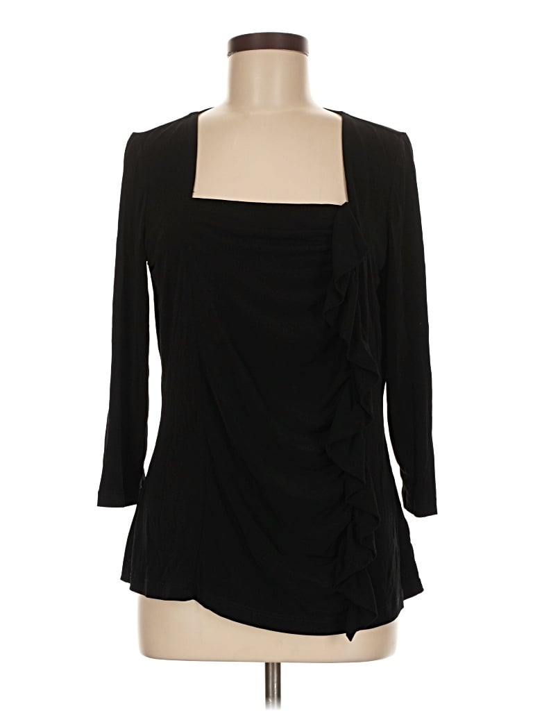 Pre-owned Simonton Says 3/4 Sleeve Top Black Sweetheart Neckline Tops