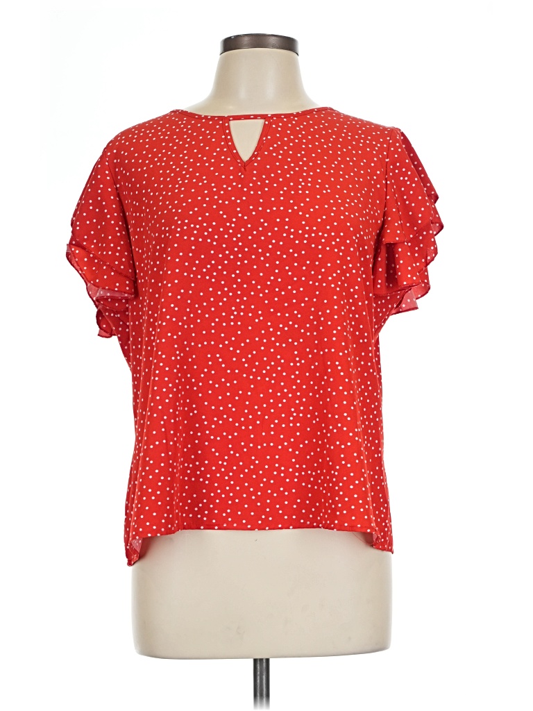 Pre-owned Unbranded Short Sleeve Blouse In Red