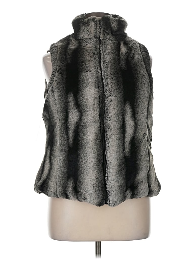 Pre-owned Valerie Stevens Faux Fur Vest In Black