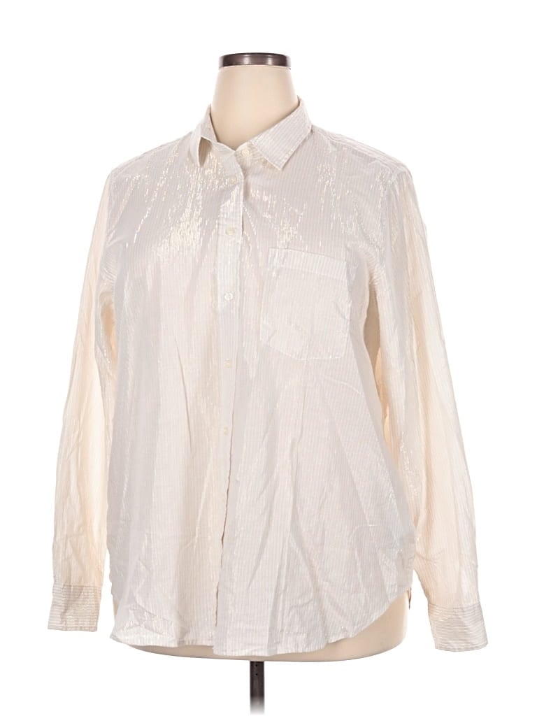 Pre-owned Gap Long Sleeve Button Down Shirt In White