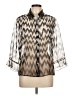 Nicola 100% Polyester Chevron-herringbone Silver 3/4 Sleeve Blouse Size L - photo 1