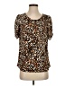 Talbots 100% Polyester Animal Print Brown Short Sleeve Blouse Size XS - photo 1