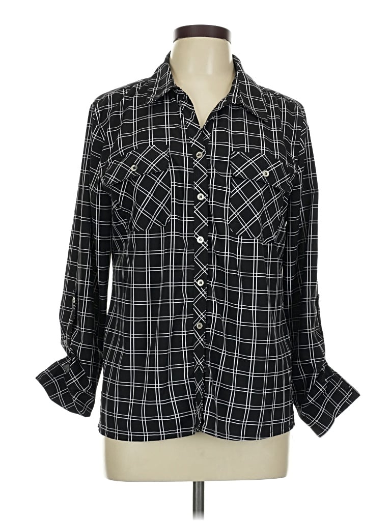 Pre-owned Notations Long Sleeve Blouse In Black