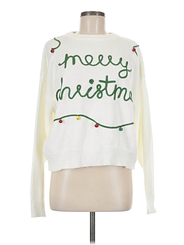 Pre-owned Vigoss Pullover Sweater In White