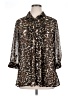 Fever 100% Polyester Animal Print Brown 3/4 Sleeve Blouse Size XL - photo 1