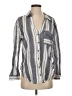 She + Sky Stripes Gray Long Sleeve Button-Down Shirt Size S - photo 1