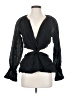 Something Navy Black Long Sleeve Blouse Size S - photo 1