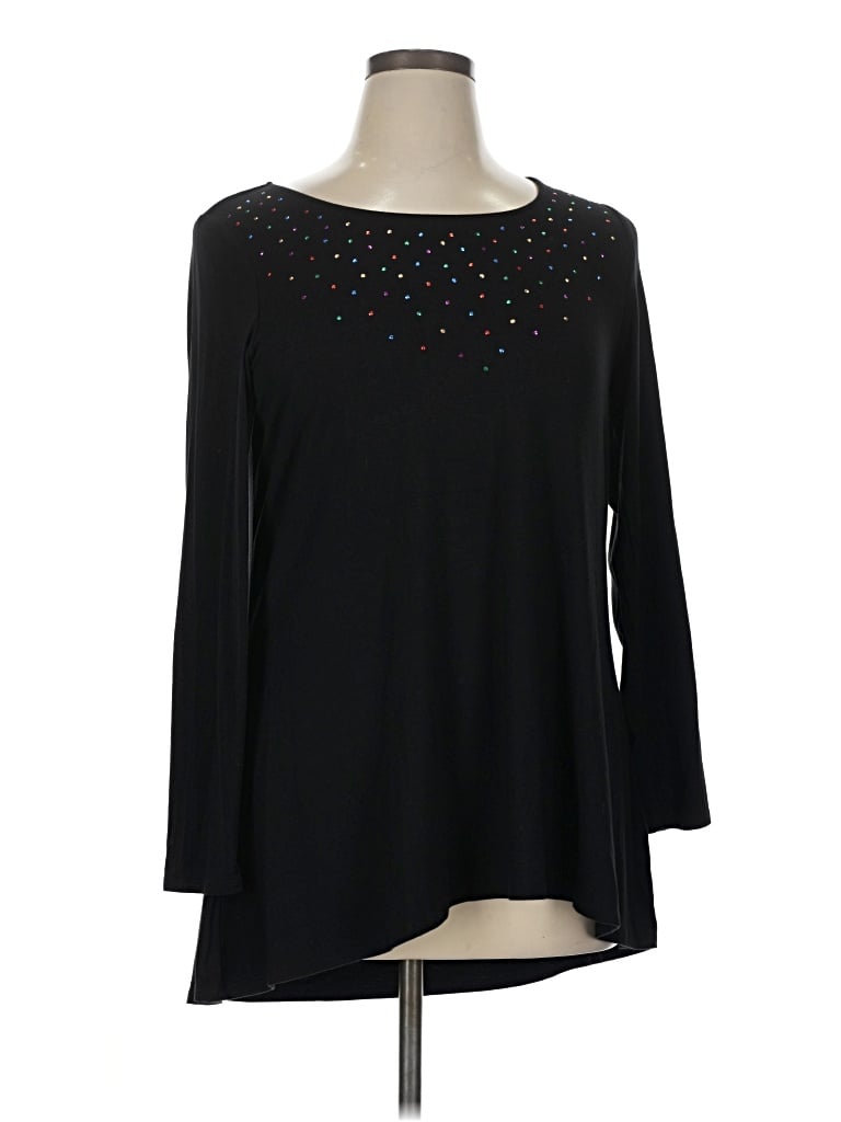 Pre-owned Intro 3/4 Sleeve Top Black Boatneck Tops