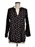Maison Jules 100% Polyester Hearts Black Long Sleeve Blouse Size M - photo 1