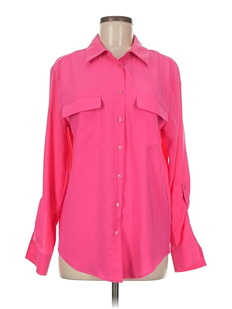 Pre-owned Madison Long Sleeve Blouse In Pink