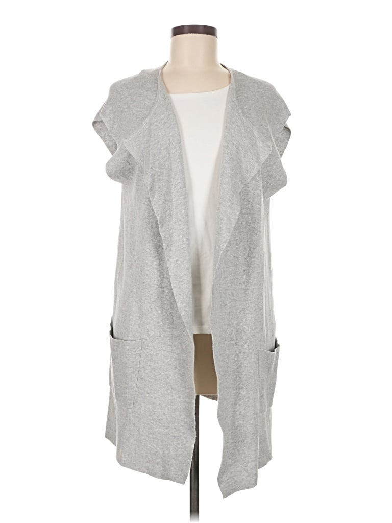 Pre-owned August Silk Cardigan Sweater In Gray