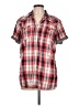 Eighty Eight 100% Cotton Plaid Red Short Sleeve Button-Down Shirt Size L - photo 1