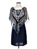 Agenda 100% Polyester Paisley Blue Cocktail Dress Size S - photo 1