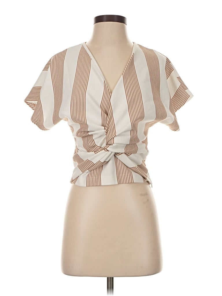 Pre-owned Bishop + Young Short Sleeve Blouse In Brown