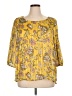 retrology 100% Polyester Yellow 3/4 Sleeve Blouse Size 1X - photo 1