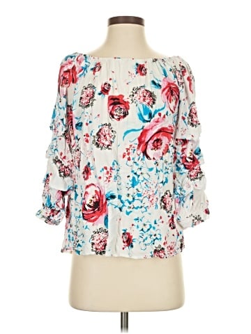 Orange Fashion 3/4 Sleeve Blouse (view 1)