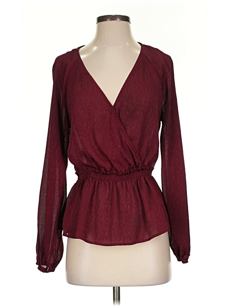 Pre-owned June & Hudson Long Sleeve Blouse In Burgundy