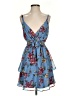 Crystal Doll 100% Polyester Floral Blue Cocktail Dress Size S - photo 1